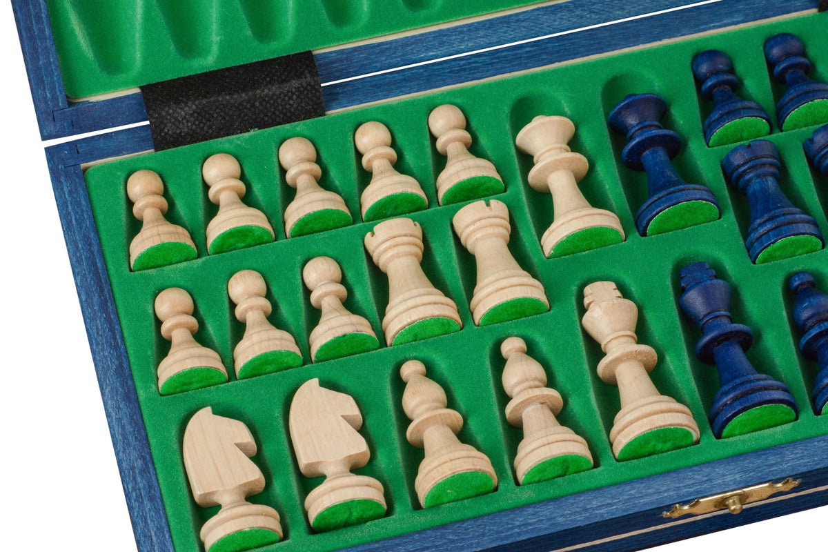 Magnetiskt fällbart schackset – Blå & Svart – 27 cm – blått, bild 3