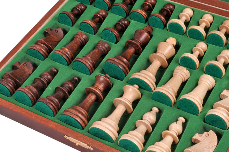 Schackpjäser – Staunton i avenbok med trälåda – 90 mm (No. 5) – bild 2