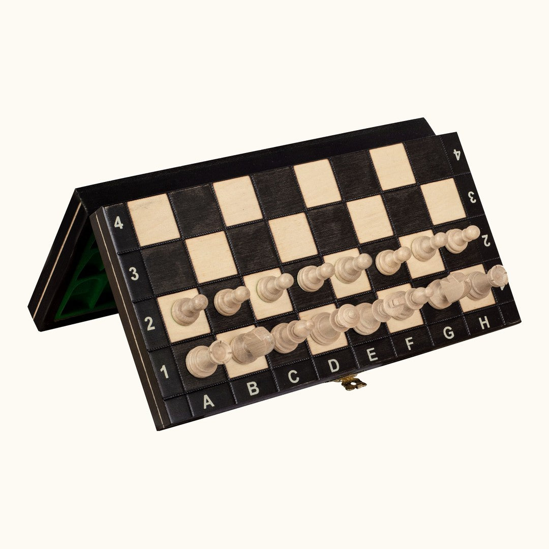 Magnetiskt fällbart schackset – Blå & Svart – 27 cm – svart