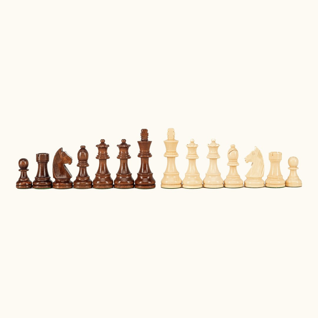 Schackpjäser – German Staunton i trä – 98 mm, viktade
