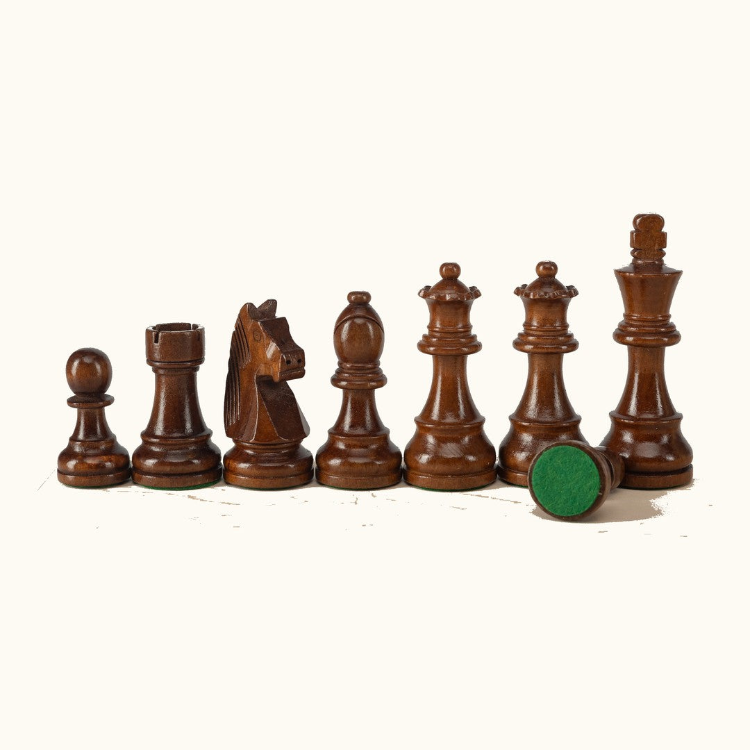 Schackpjäser – German Staunton i trä – 98 mm, viktade – bild 2