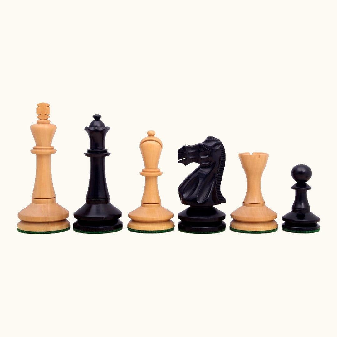 Schackpjäser – Blackmore Staunton – 95 & 102 mm (No. 6 & 7) – svartbetsad buxbom, No. 7