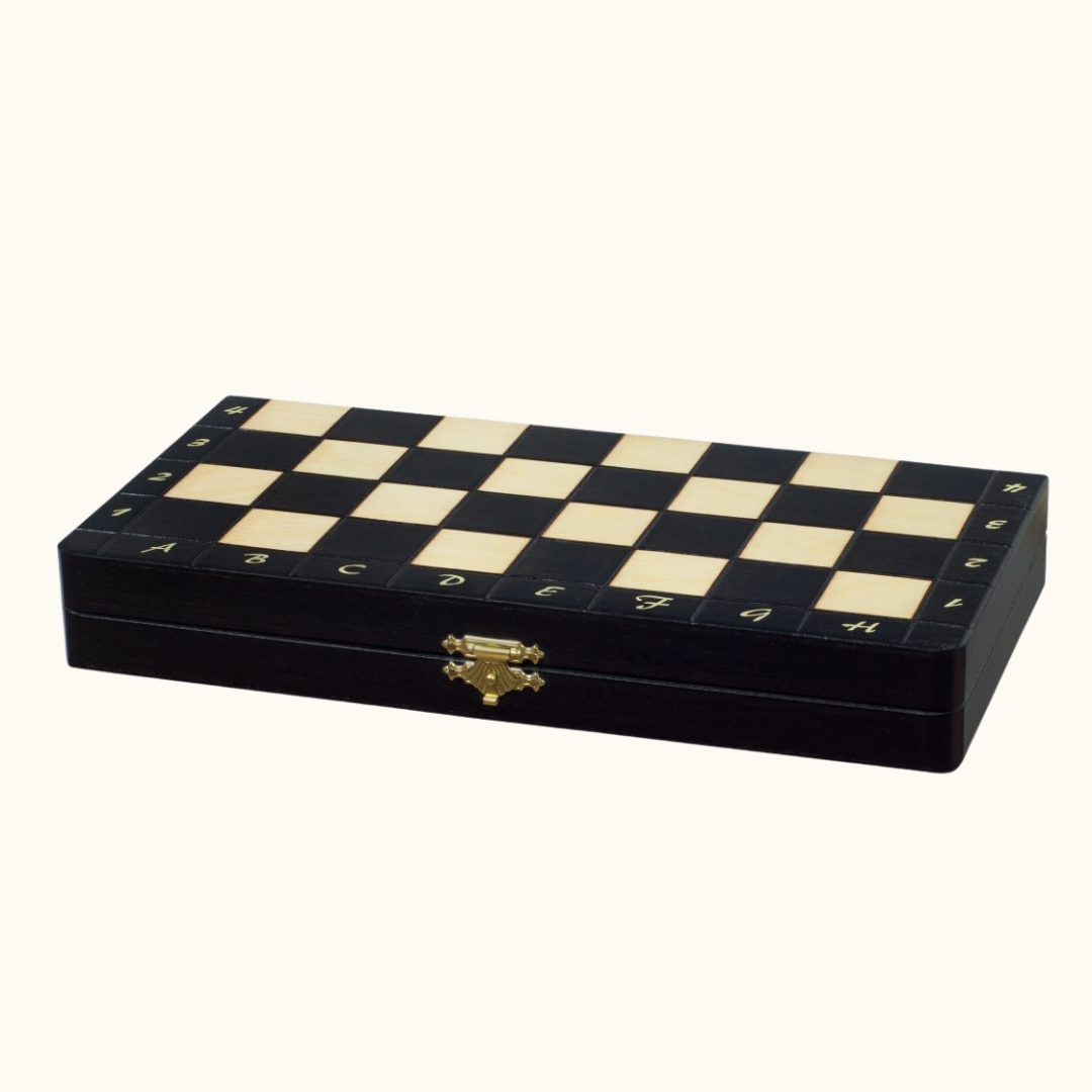 Magnetisk fällbart schackset – Blå/Svart/Brun – 28 cm