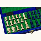 Magnetisk fällbart schackset – Blå/Svart/Brun – 28 cm