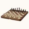 Magnetiskt fällbart schackset – Mahogny & Lönn – 28 cm