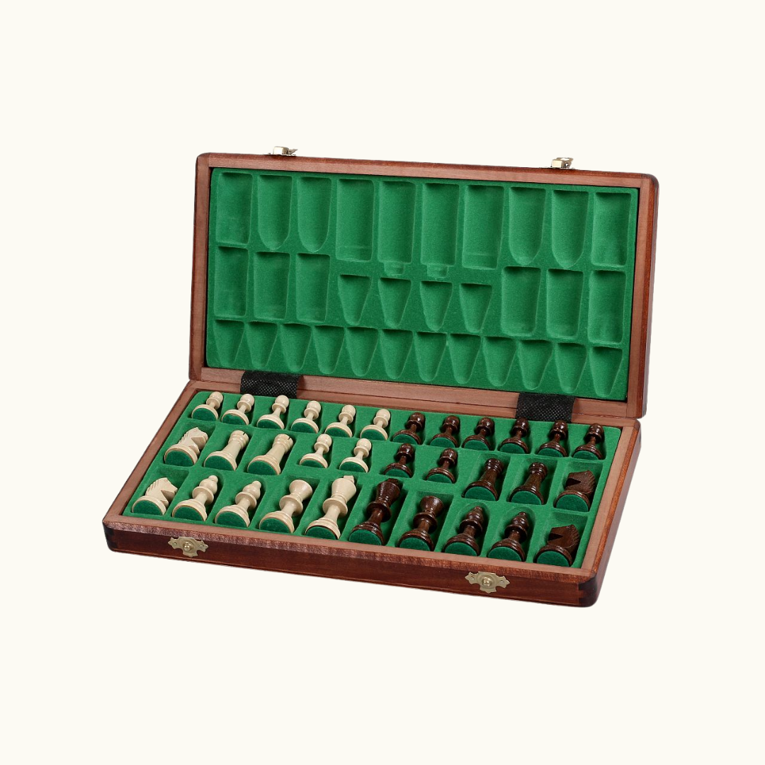 Hopfällbart turneringsschack No 3 – 34 cm – Intarsia, avenbokspjäser