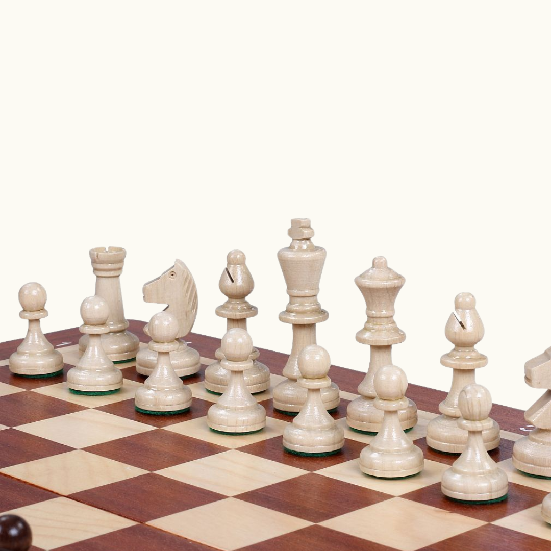Hopfällbart turneringsschack No 3 – 34 cm – Intarsia, avenbokspjäser