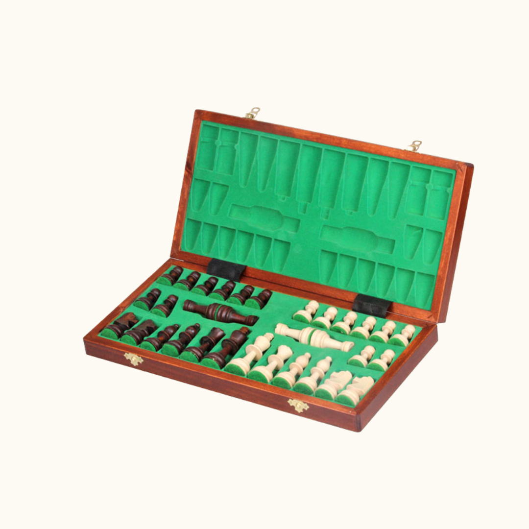 Hopfällbart turneringsschack No 4 – Mahogny & lönn