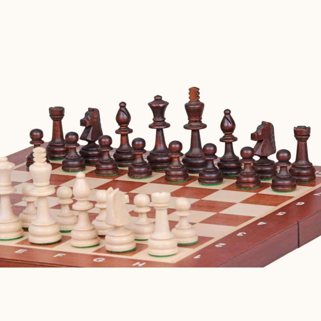 Hopfällbart turneringsschack No 4 – Mahogny & lönn