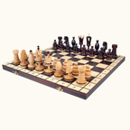 Hopfällbart schackset med mässingsinlägg – King’s – 50 cm