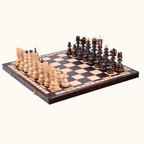 Hopfällbart schackset med stora handgjorda pjäser – Roman – 55 cm