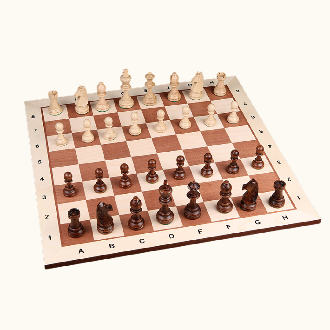 Schackbräde i ljus mahogny & lönn – No. 5 & No. 6